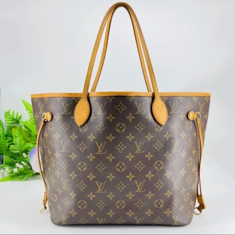 LOUIS VUITTON LV Neverfull MM Monogram Brown Canvas Tote Hand Bag Purse
